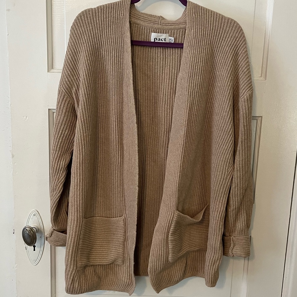 Pact organic Tan oversized cardigan